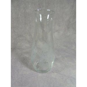 Clear Etched Flowers Glass Vase 7"